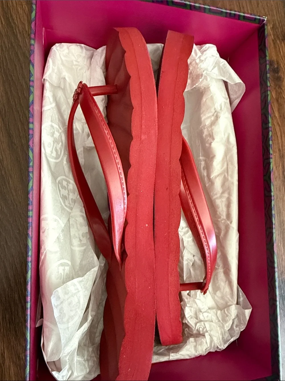 Tory Burch Tory Red Quilted Logo Flip-Flop Sandals